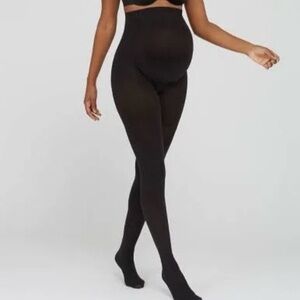 SPANX Marvelous Mama Assets MaternityTerrific Tights. Opaque Stripe. Black. Sz 2